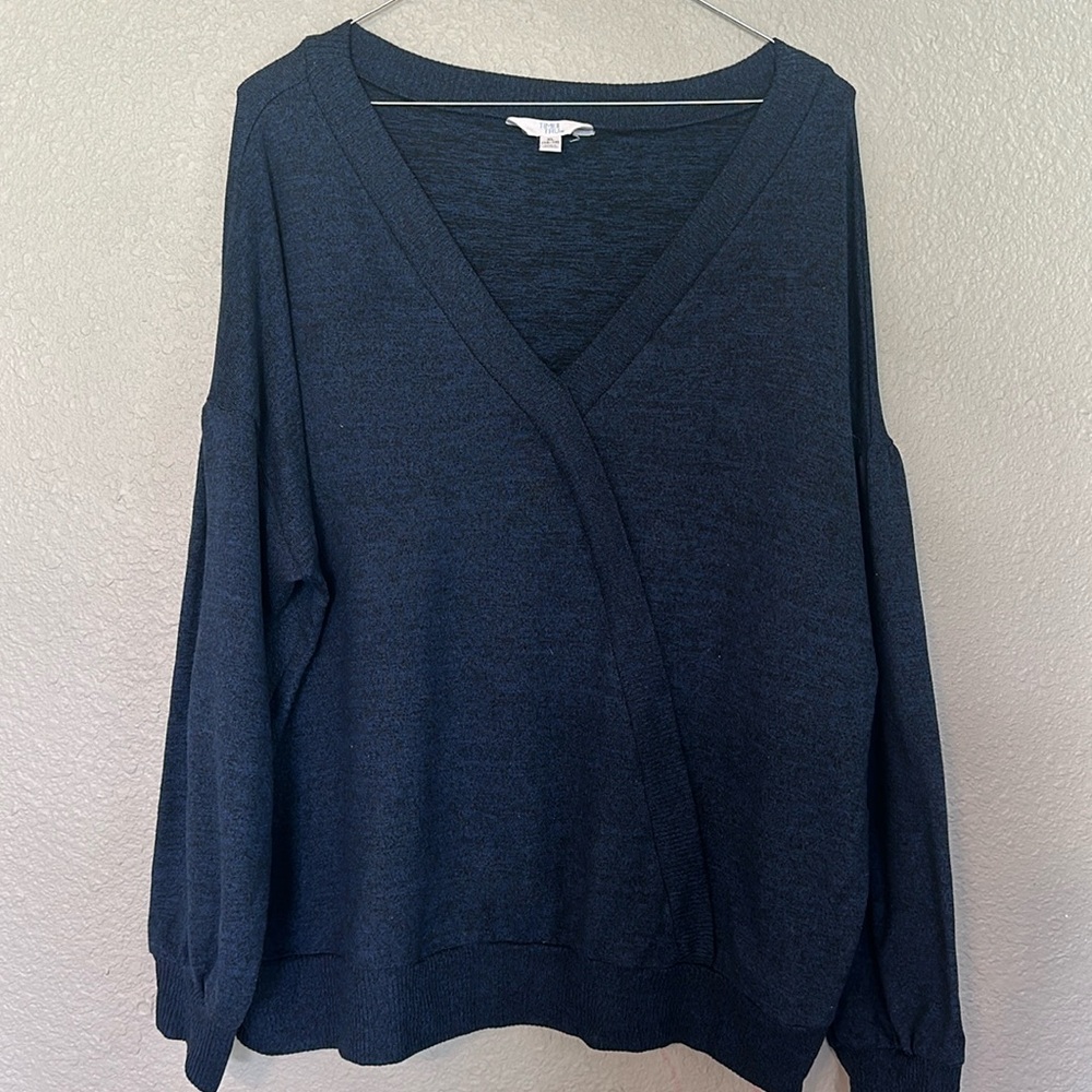 Time and Tru Women's Hacci Wrap Top Blue - Size XL